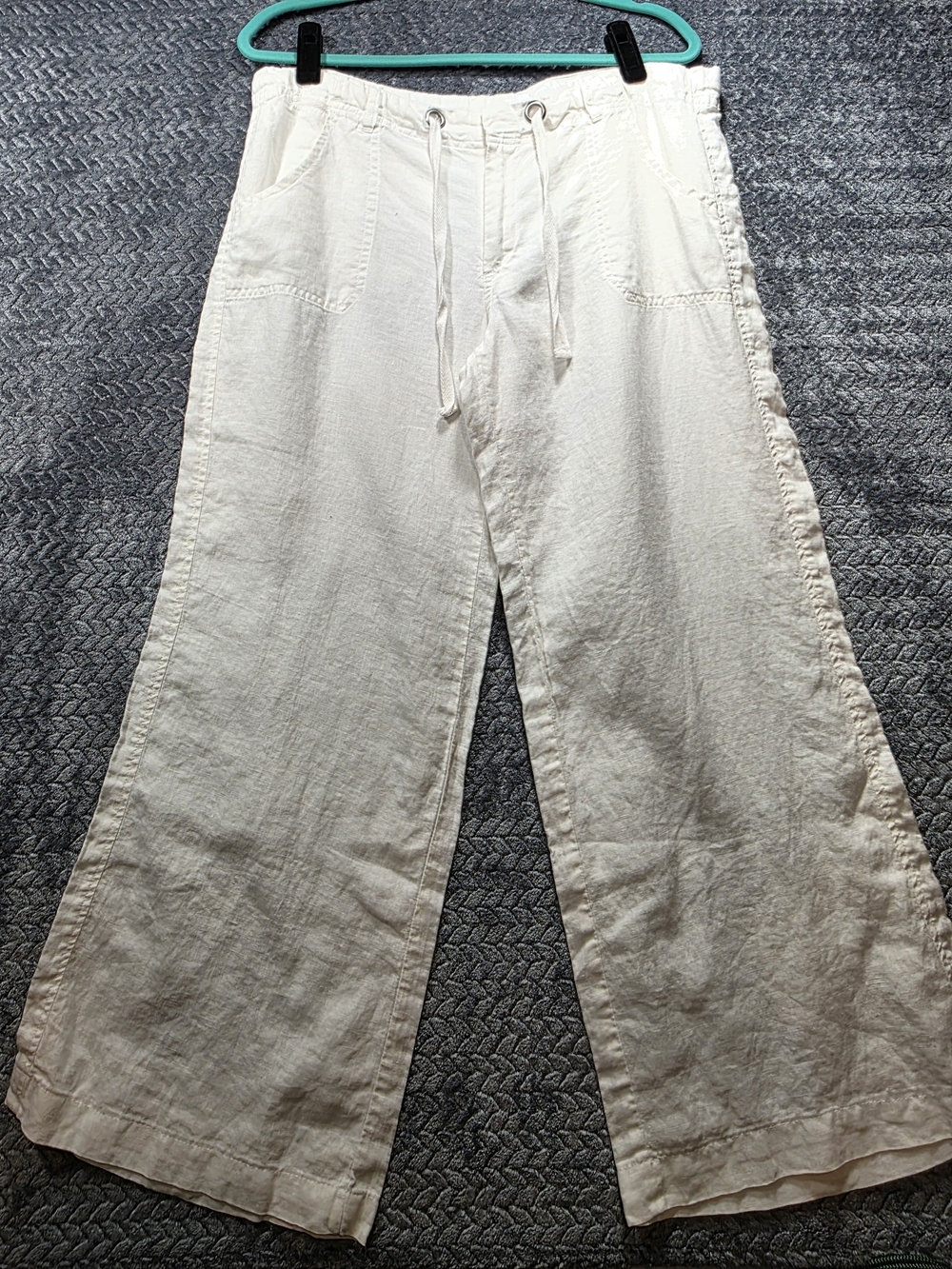Elan Women's Cream Wide-Leg Cropped Linen Pants